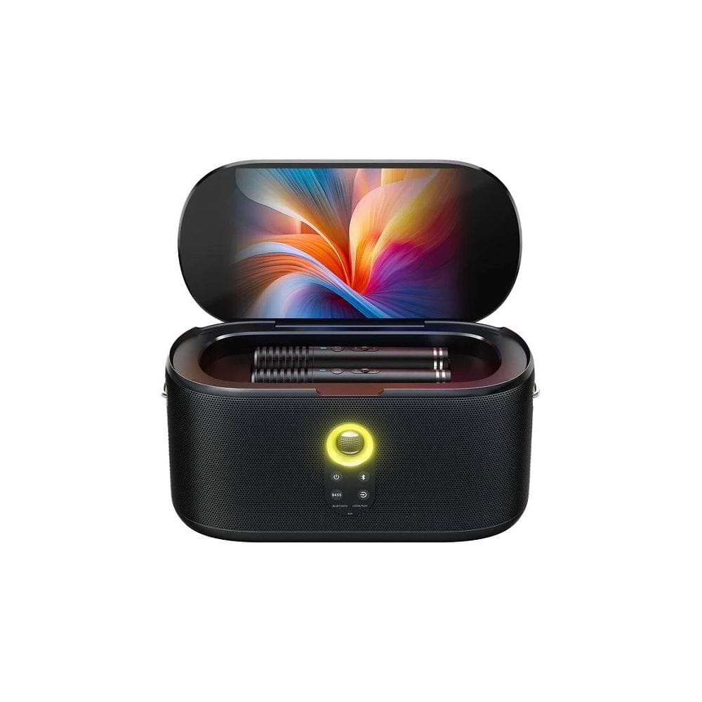 רמקול קריוקי נייד iKarao Shell S1 עם מסך 10.1 אינץ’ HD, עוצמת שמע 280W ושני מיקרופונים אלחוטיים – לחוויית מסיבות וקריוקי מלאה בבית ובחוץ.