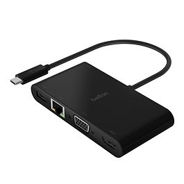 Belkin - USB-C Multimedia + Charge Adapter (100W) / Black