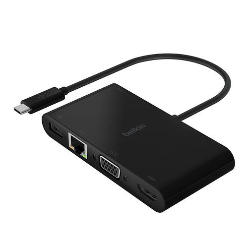 Belkin - USB-C Multimedia + Charge Adapter (100W) / Black