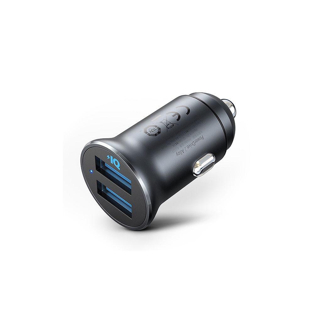 Anker - PowerDrive 2 Alloy Car Charger 24W USB-A and USB-C / Black