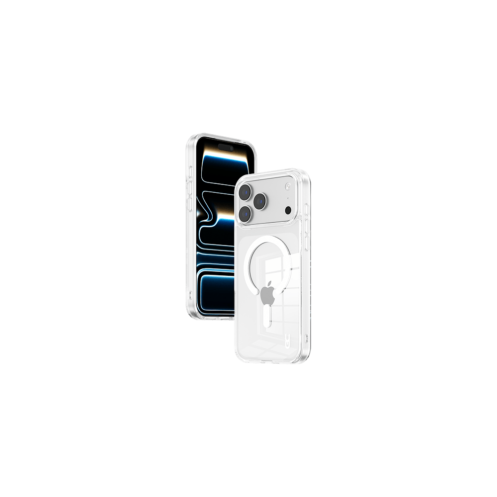 כיסוי שקוף וקשיח מבית Grip Case ל-iPhone 18 Pro, עם מבנה דו־שכבתי לבלימת זעזועים, עמידות בפני נפילות ותמיכה בטעינה אלחוטית באמצעות MagSafe.
