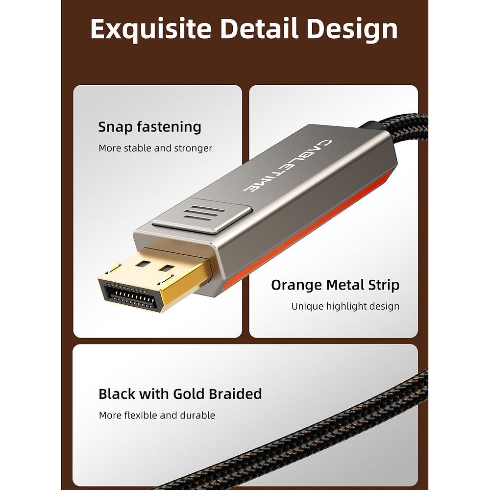 Cable Time - USB-C to DisplayPort Cable 8K/60Hz