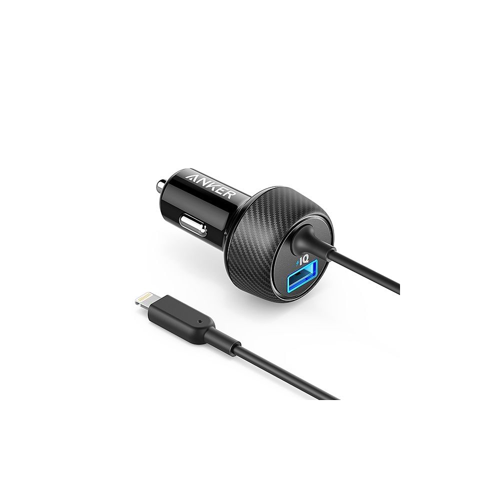 Anker - Elite Car Charger 24W USB-A and Lightning Cable / Black