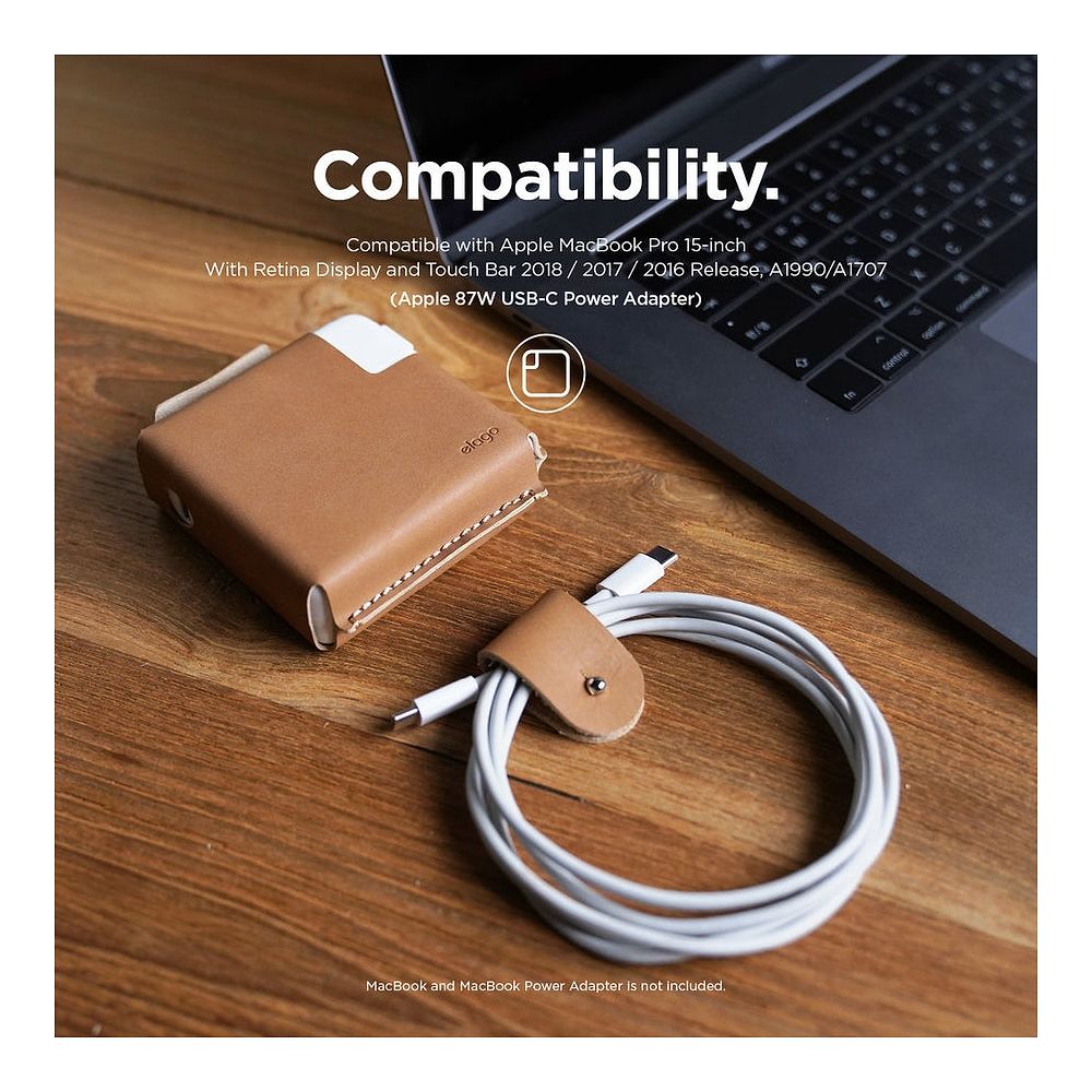 elago - MacBook Charger Leather Cover for MacBook Pro 15 inch