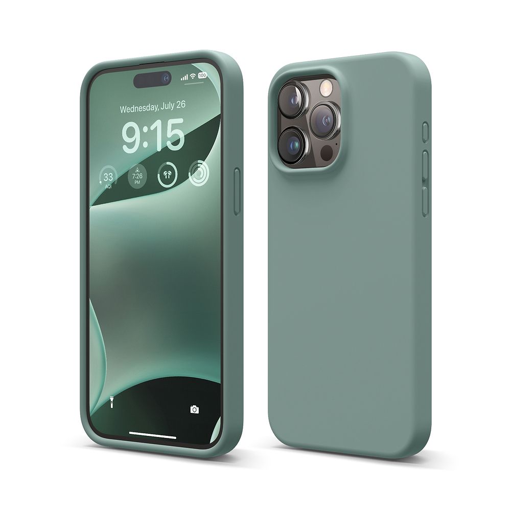 elago Silicone Case for iPhone 15 Pro Max dark green