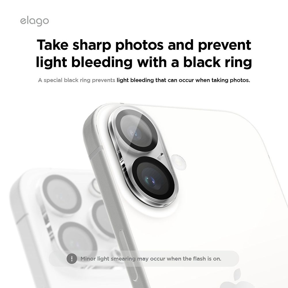 elago - Camera Lens Protector for iPhone 16 and iPhone 16 Plus / Clear