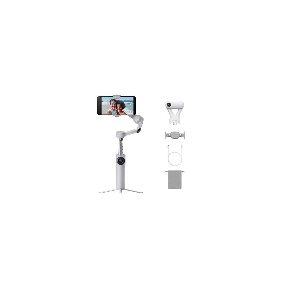Insta360 - Flow 2 Pro AI Tracker Kit הוא גימבל קומפקטי לסמארטפון עם ייצוב ב־3 צירים ומודול AI למעקב חכם. הערכה כוללת תאורה מובנית, מוט סלפי וחצובה מובנים, חיי סוללה של עד 10 שעות ותמיכה במכשירי Android ו-iOS.