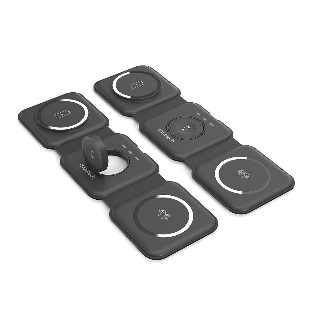 CHOETECH - 3-in-1 Foldable Wireless Charger Type C with MagSafe black