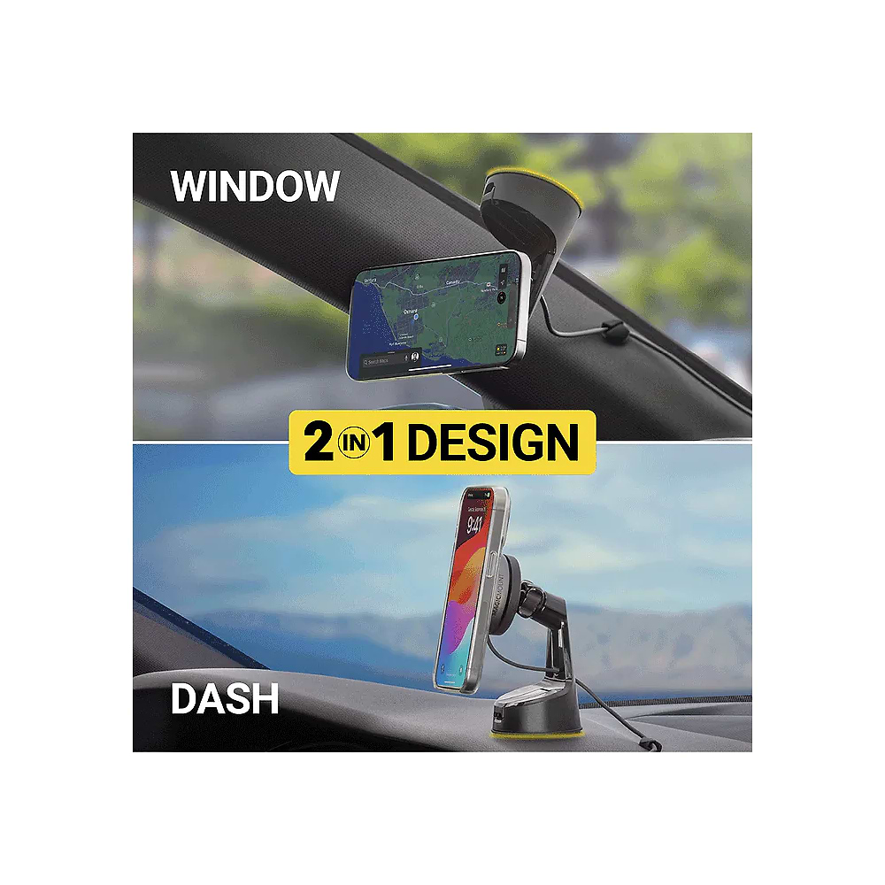 Scosche - MagicMount Elite Charge Window/Dash Qi2 15W for MagSafe Devices / Black