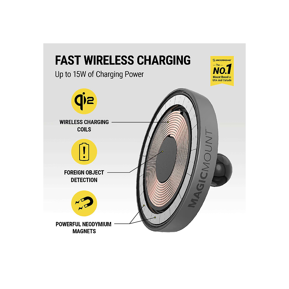 Scosche - MagicMount Pro MagSafe Compatible Wireless Charging Dash/Vent Mount / Black