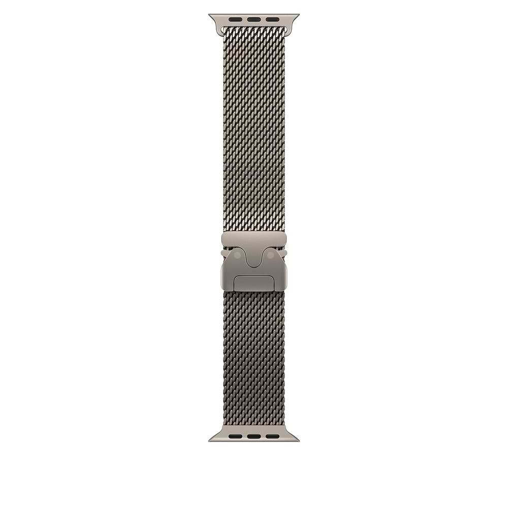 רצועת טיטניום שחורה ל-Apple Watch Ultra 49 מ״מ, קלת משקל, עמידה ובעלת סגירת מתכת מאובטחת בסגנון רשת מילנזית.