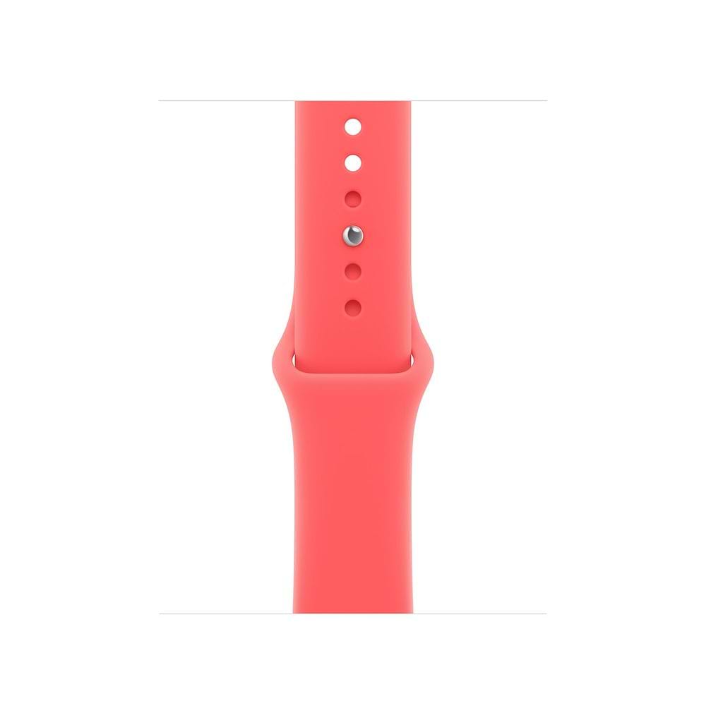 רצועת ספורט שחורה ל-Apple Watch בגודל 42 מ״מ (M/L), עשויה חומר fluoroelastomer רך ועמיד עם סגירת pin-and-tuck.