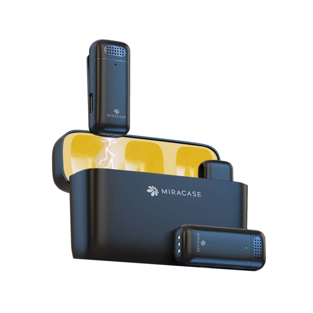 MIRACASE - Dual Wireless Microphones with USB-C Charging Case for iPhone / Black