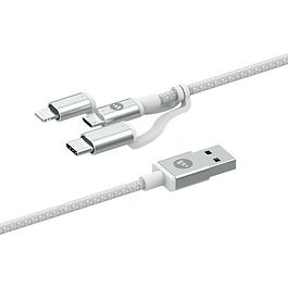 mophie - USB-A with Micro USB/USB-C/Lightning Connectors (1m) / White