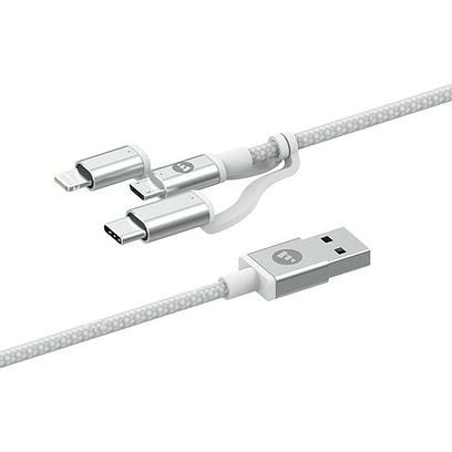 mophie - USB-A with Micro USB/USB-C/Lightning Connectors (1m) / White White