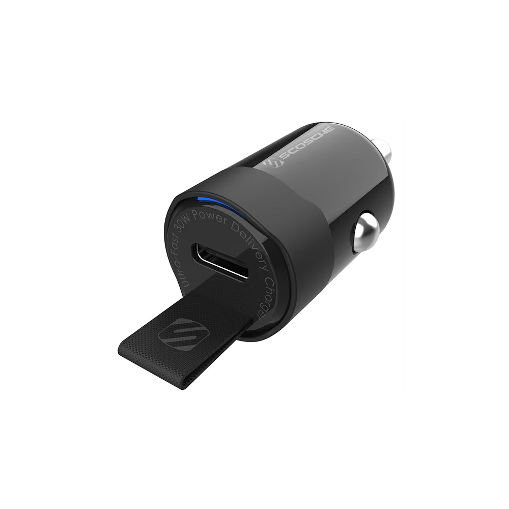 Scosche - PowerVolt 30W Car Charger with Braided USB-C Cable / Black