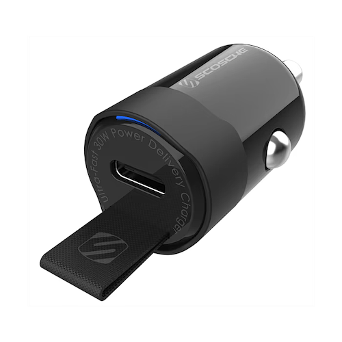Scosche - PowerVolt 30W Car Charger with Braided USB-C Cable / Black