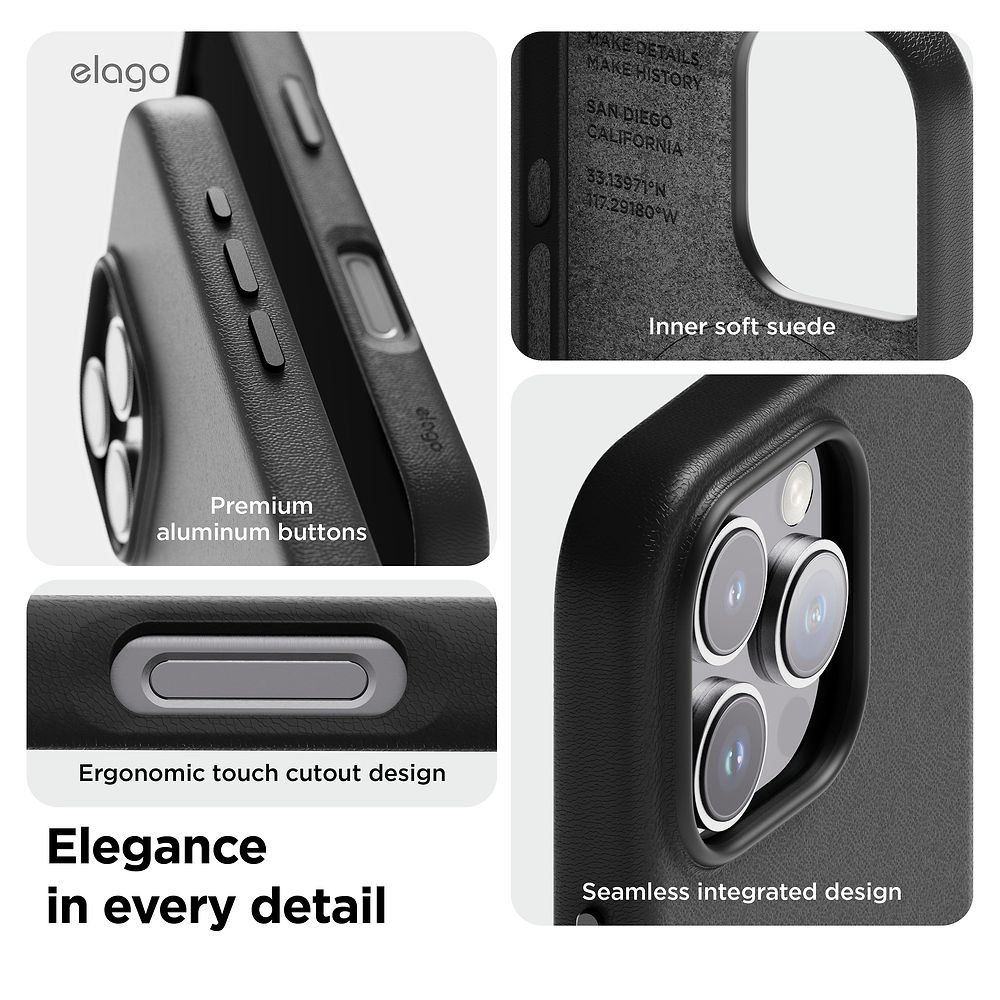 elago - Magnetic Leather Case for iPhone 16 Pro