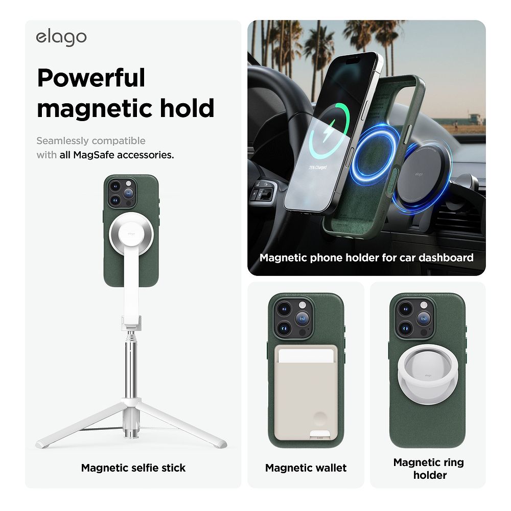 elago - Magnetic Leather Case for iPhone 16 Pro Max