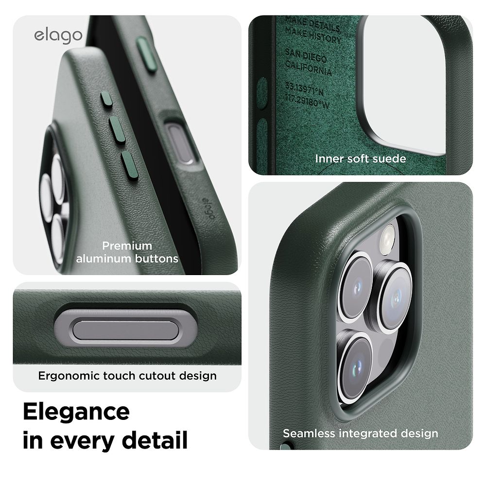 elago - Magnetic Leather Case for iPhone 16 Pro Max