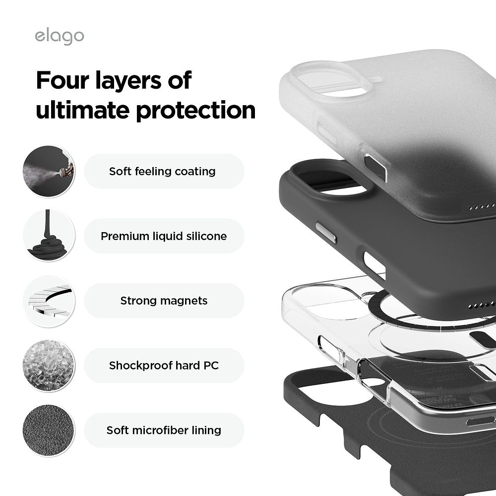 elago - Magnetic Silicone Case for iPhone 16 Plus
