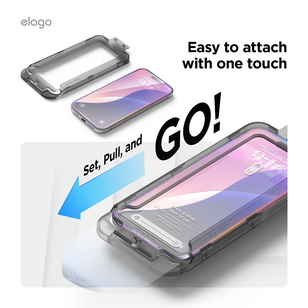 elago - Tempered Glass Compatible for iPhone 16 Series with Easy Install Kit / Clear