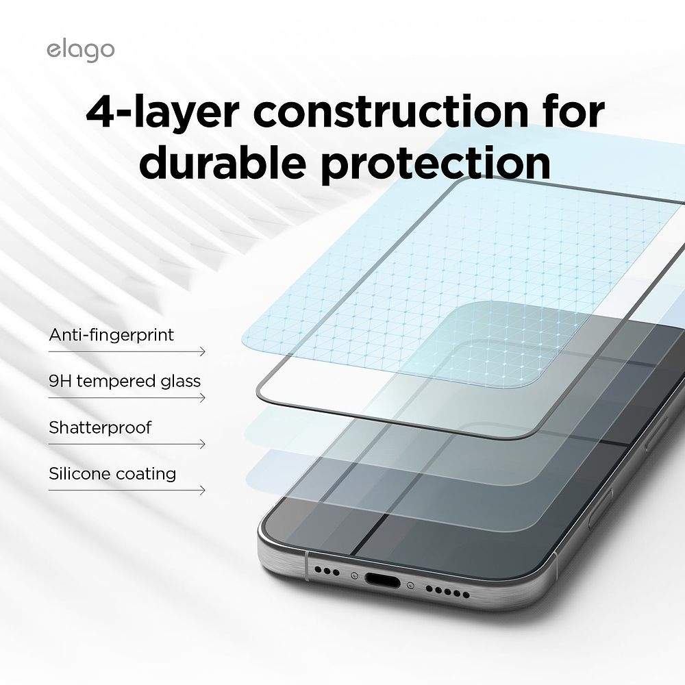 elago - Tempered Glass Compatible for iPhone 16 Series with Easy Install Kit / Clear