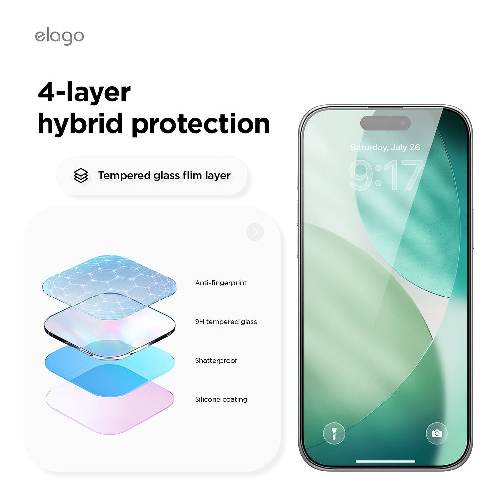 elago - Tempered Glass Compatible for iPhone 17 Series with Easy Install Kit / Clear 