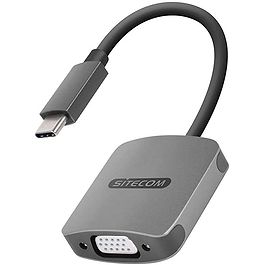 Sitecom - USB-C to VGA Adapter with USB-C Power Delivery / Space Gray