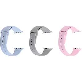 PureGear - 41 mm Silicone Bands 3 pack Set for Apple Watch / Light Blue/Gray/Pink