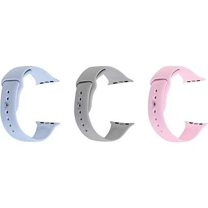 PureGear - 41 mm Silicone Bands 3 pack Set for Apple Watch / Light Blue/Gray/Pink Light Blue/ Gray / Pink