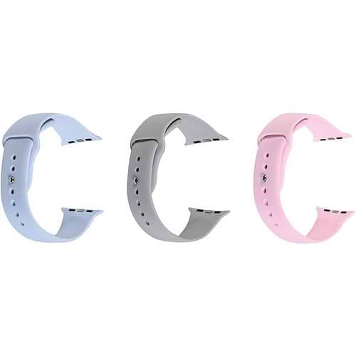 PureGear - 41 mm Silicone Bands 3 pack Set for Apple Watch / Light Blue/Gray/Pink