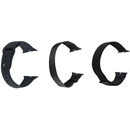 PureGear - 45/49 mm Bands 3 pack Set for Apple Watch / Black/Gray/Black