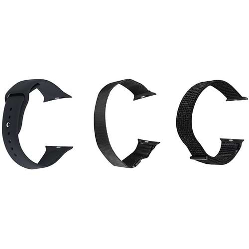 PureGear - 45/49 mm Bands 3 pack Set for Apple Watch / Black/Gray/Black
