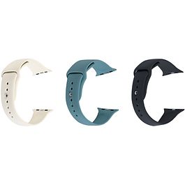 PureGear - 45/49 mm Silicone Bands 3 pack Set for Apple Watch / Turquoise/Dark Gray/Antique White