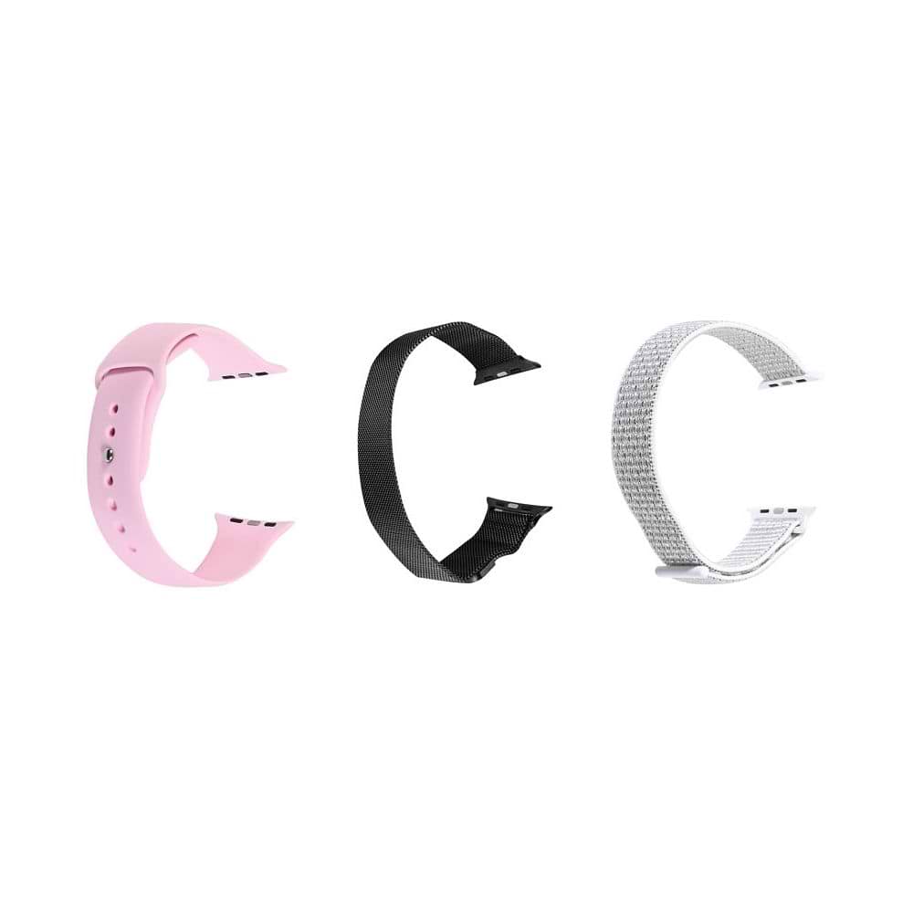 PureGear - 41 mm Bands 3 pack Set for Apple Watch / Black/White/Pink