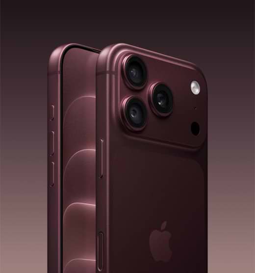 iPhone 18 Pro (אייפון 18 פרו) בצבע Burgundy, מבט צד על החזית ומבט מלא על הגב עם מערכת המצלמות Pro Fusion 48MP