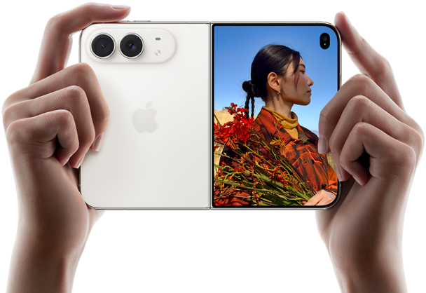 iPhone Duo סגור מצלם, עם תצוגה מקדימה על המסך החיצוני