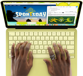 MacBook Neo, ציטרוס, ידיים על המקלדת