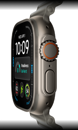 Apple Watch Ultra 4 בטיטניום טבעי עם רצועת Ocean אפורה שקופה