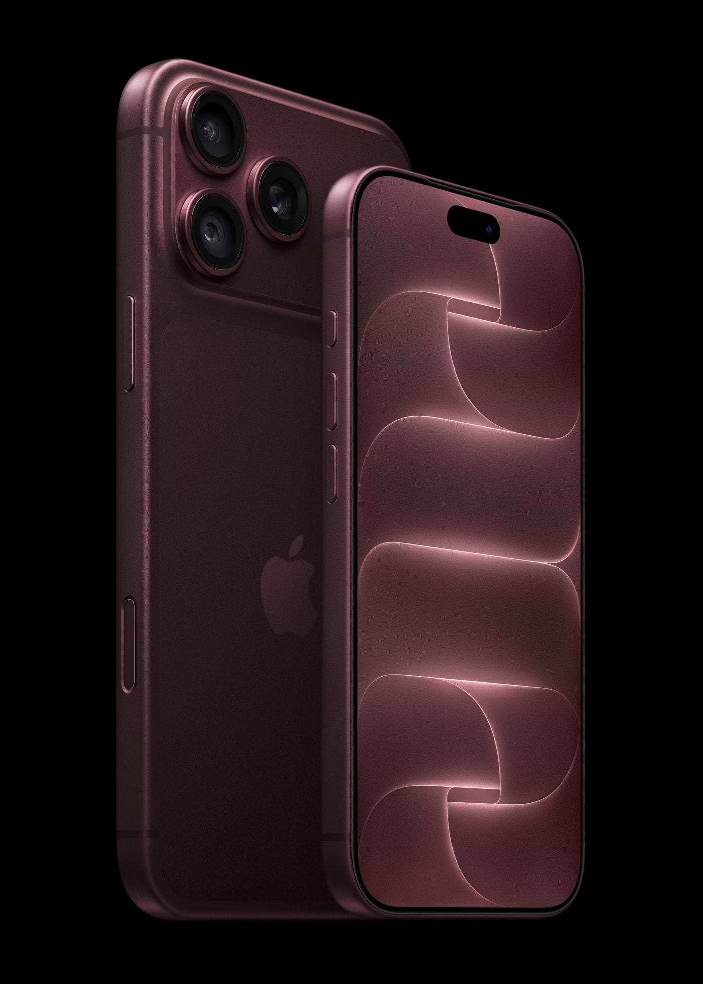 iPhone 18 Pro בגימור בורדו החדש, מקדימה ומאחור. צילום: Apple