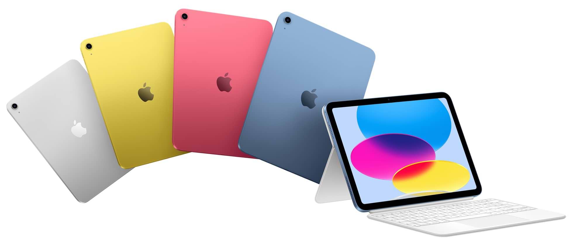 מחשבי iPad במגוון צבעים עם Magic Keyboard